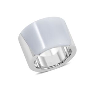 Calvin Klein Distinct Ring In White & SST Wide Band Ring SZ 6